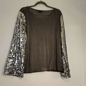 Grey Sequence Long Sleeve Top
